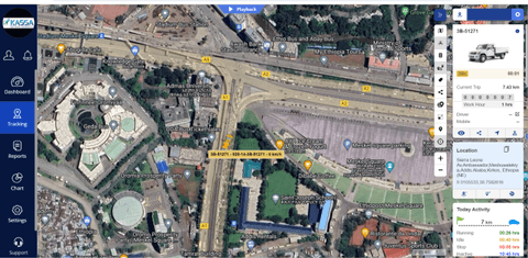 Live vehicle locations screen of the KASSA fleet management platform