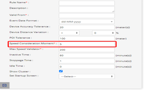 Speed events screen of the KASSA fleet management platform